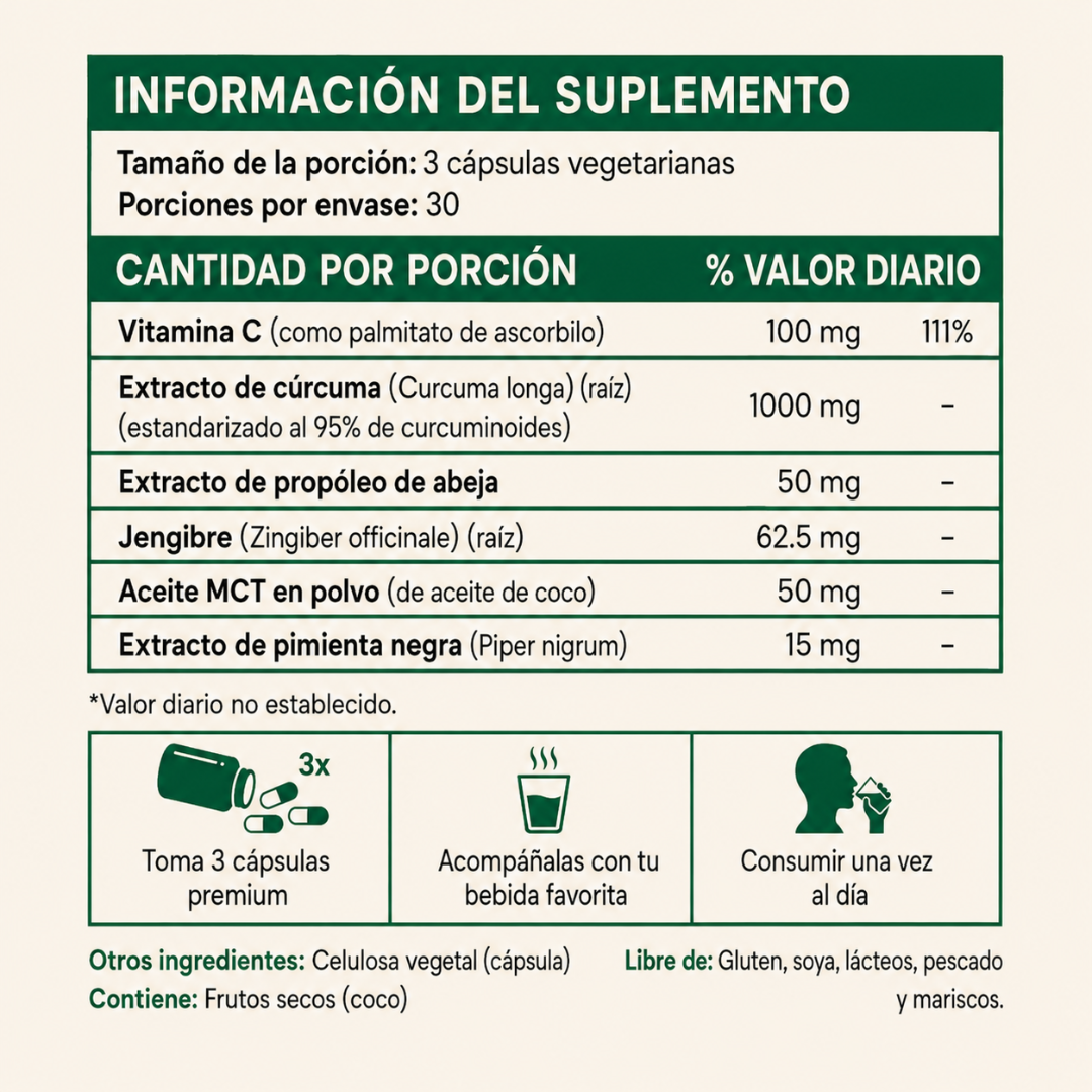 CúrActiva™ Curcumina Pura (Ariticulaciones, Inflamación y Mobiliad)