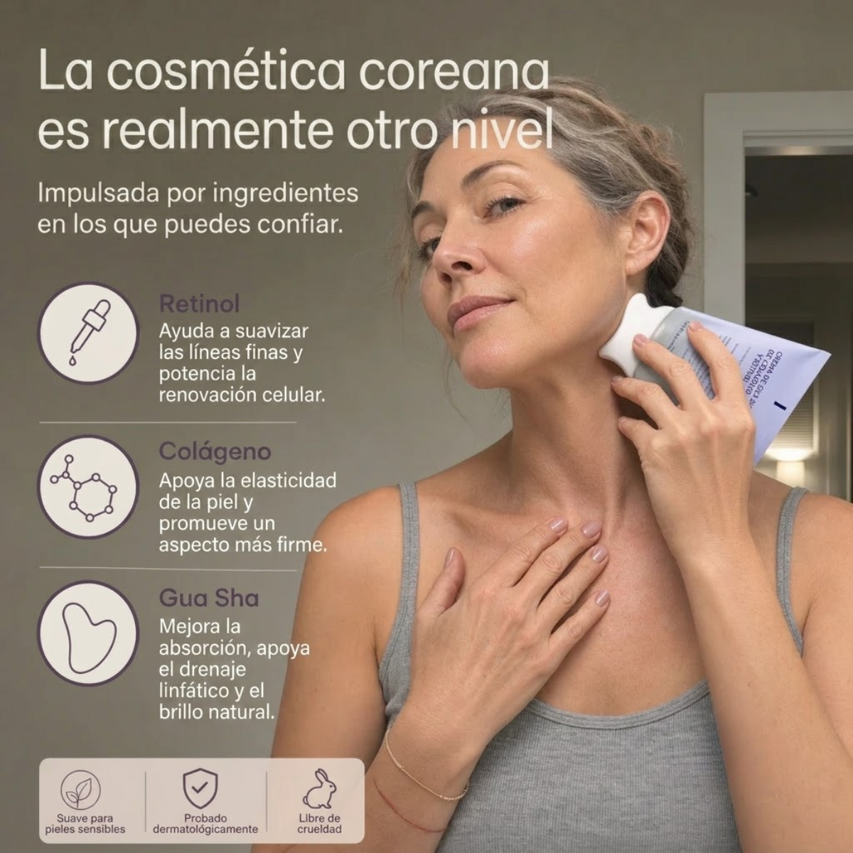 BioLift™ Crema Retinol + Colágeno con Gua Sha