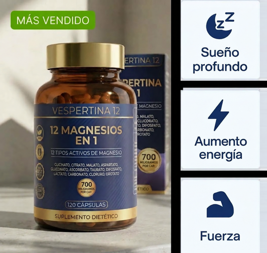 Vespertina 12 Magnesios en 1 | Mejor Descanso de Noche, Más Energía de Día