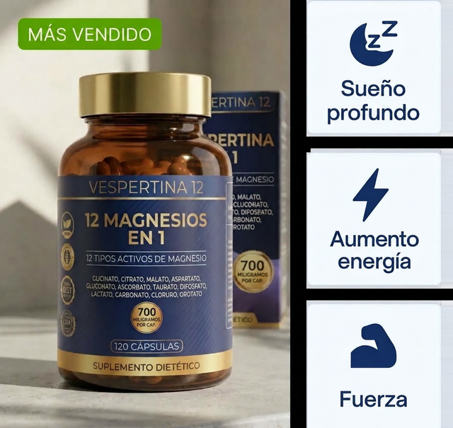 Vespertina 12 Magnesios en 1 | Mejor Descanso de Noche, Más Energía de Día