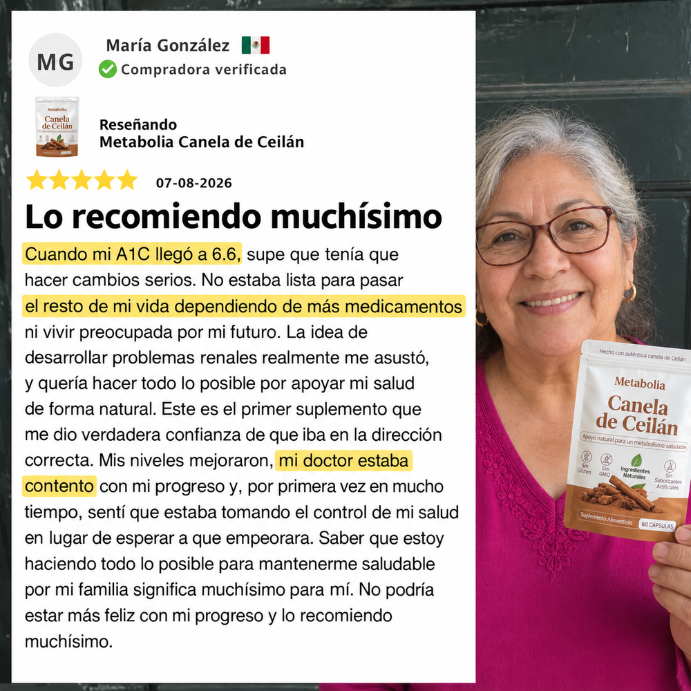 Metabolia - Canela de Ceilán 7,200 mg | Apoya niveles saludables de glucosa