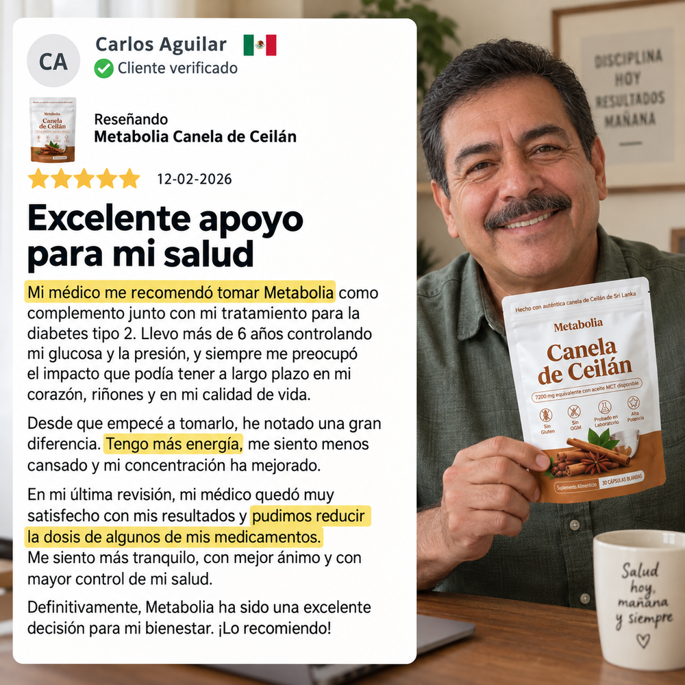 Metabolia - Canela de Ceilán 7,200 mg | Apoya niveles saludables de glucosa