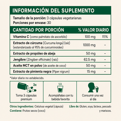 CúrActiva™ Curcumina Pura (Ariticulaciones, Inflamación y Mobiliad)