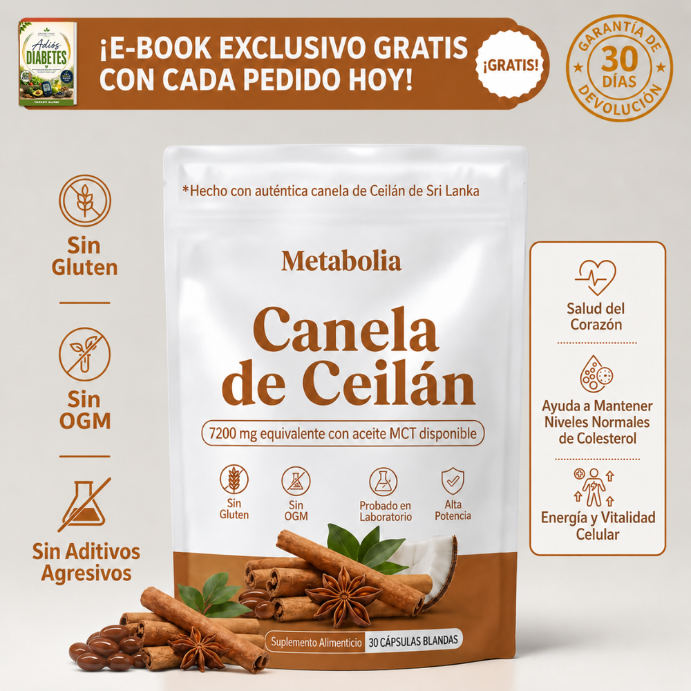 Metabolia - Canela de Ceilán 7,200 mg | Apoya niveles saludables de glucosa